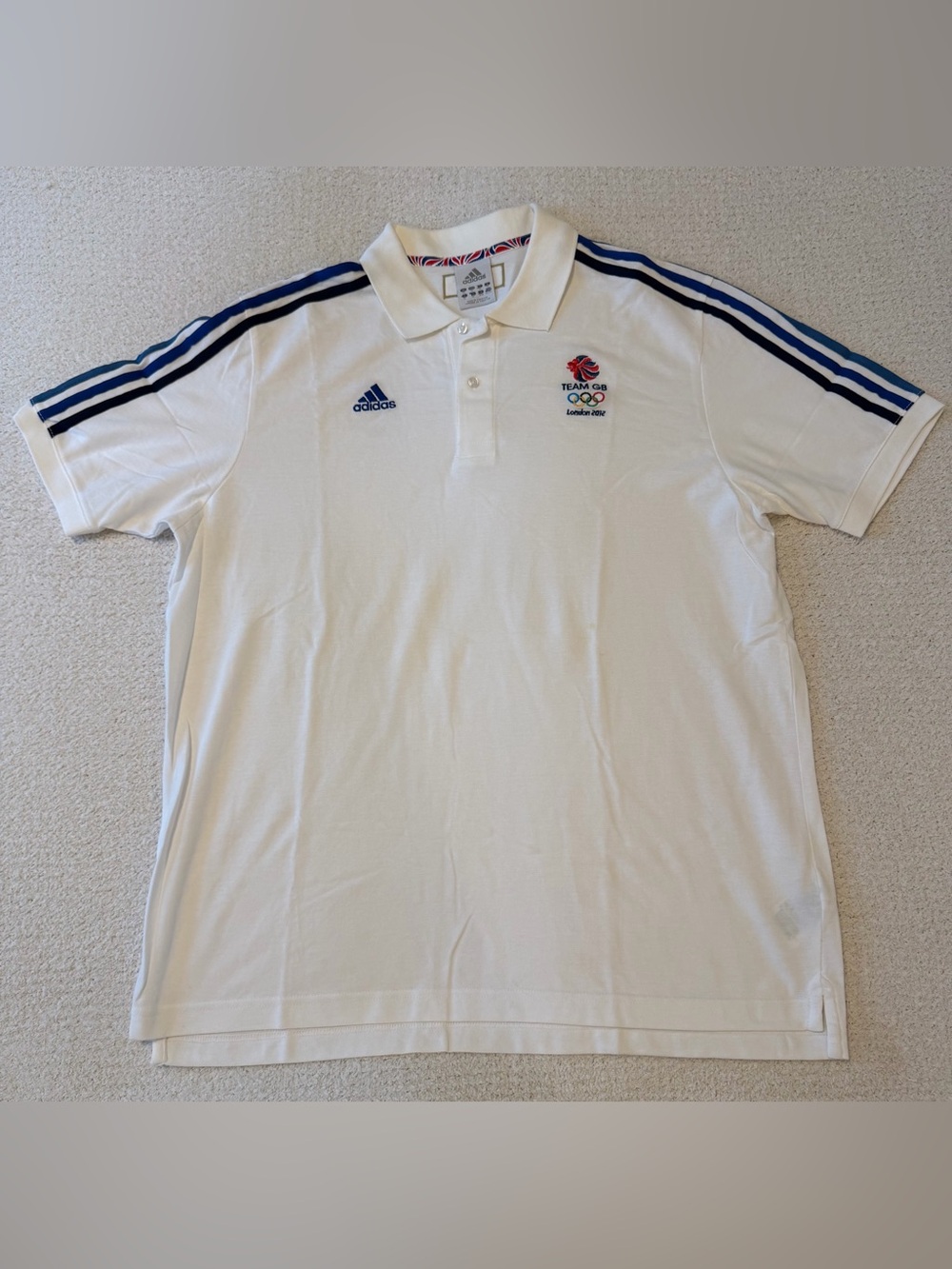 Adidas Team GB London 2012 white polo official Team GB chest logo Size XL